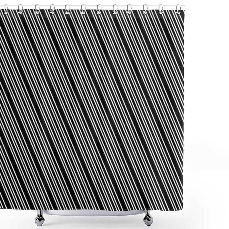 Personality  Black And White Seamless Line Pattern Shower Curtains