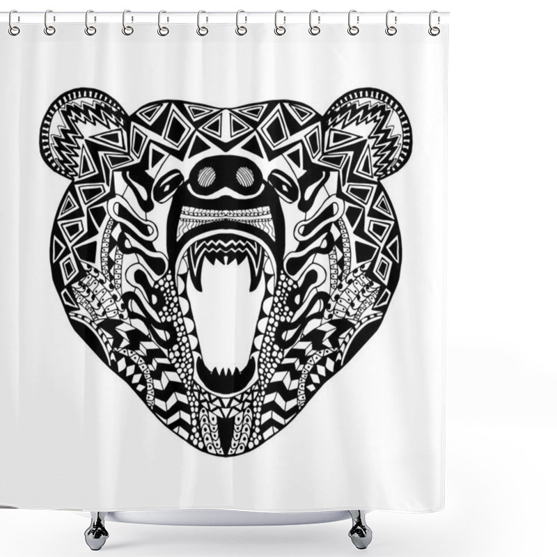 Personality  Zentangle Stylized Bear. Sketch For Tattoo Or T-shirt. Shower Curtains