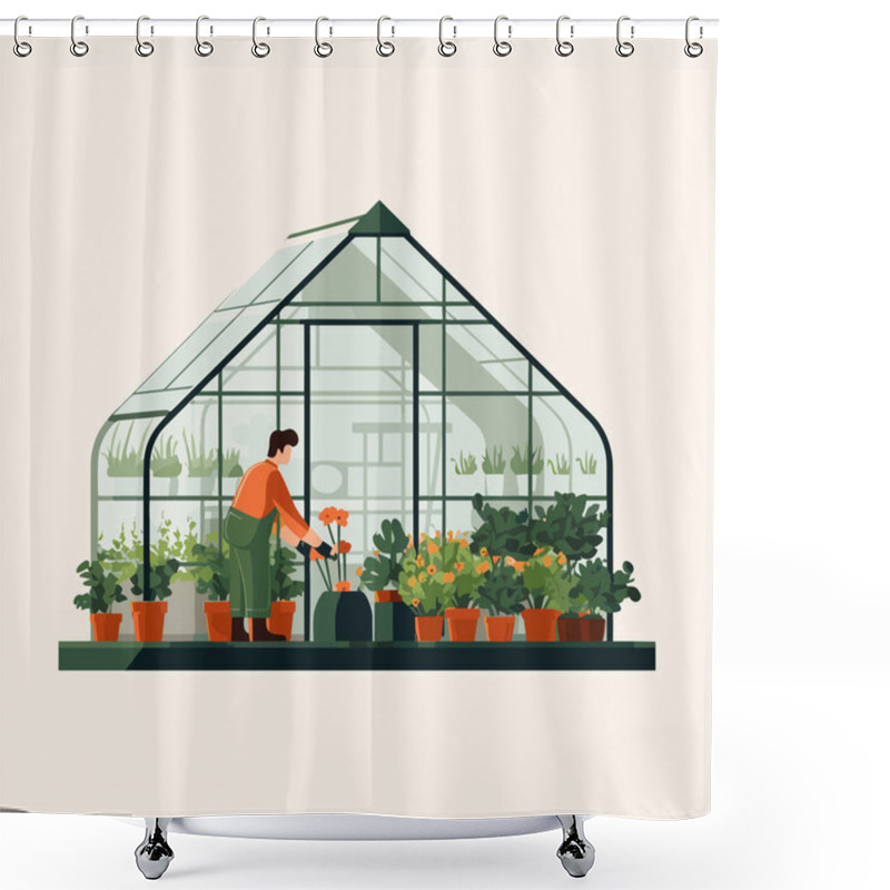 Personality  Greenhouse Cultivation Vector Flat Minimalistic Isolated Illustration Shower Curtains