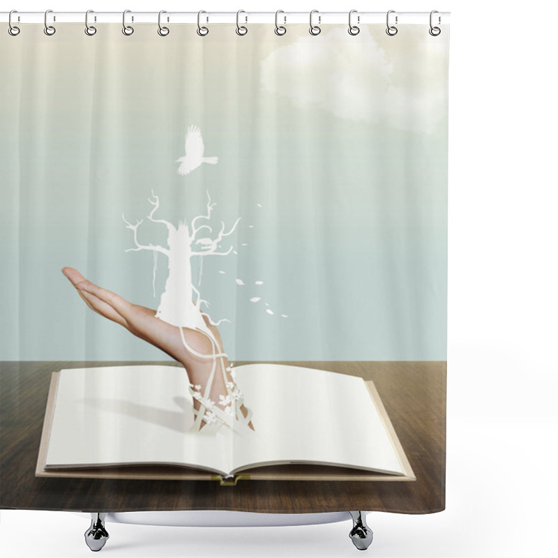 Personality  Dead Tree Book With Cloud Conceptual Design Shower Curtains