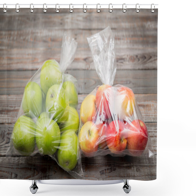 Personality  Apple Fruit In Plastic Bags Shower Curtains