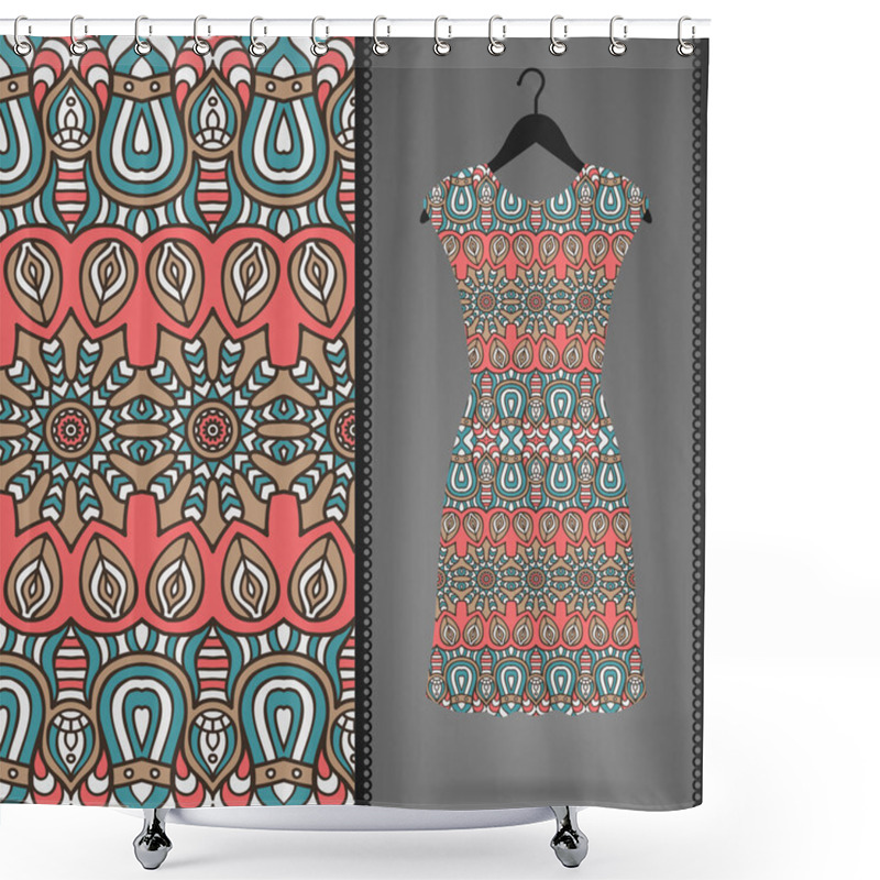 Personality  Dress With Seamless Pattern Shower Curtains