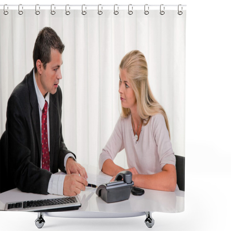 Personality  Woman Signs A Contract In An Office Shower Curtains