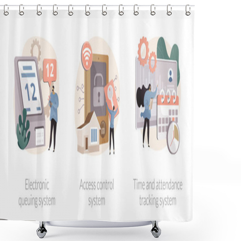 Personality  Digital Tracking Systems Abstract Concept Vector Illustrations. Shower Curtains