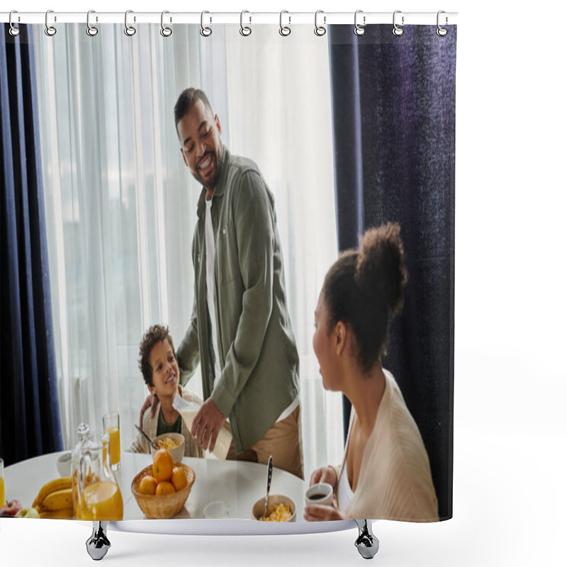 Personality  African American Family Reveling In A Meal Together, Filled With Warmth And Joy. Shower Curtains