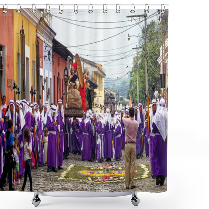 Personality  The Good Friday Procession During Holy Week (Semana Santa) In UNESCO World Heritage Site Antigua, Guatemala - 22nd Of April 2011 Shower Curtains