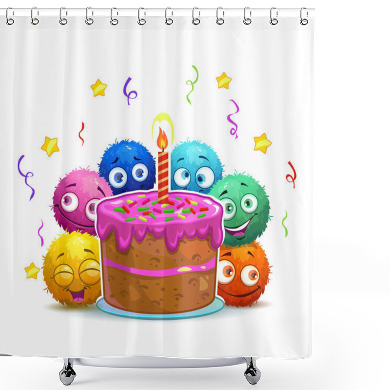 Personality  Funny Cartoon Childish Birthday Card Shower Curtains