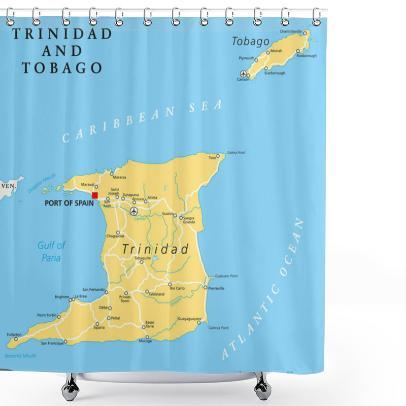 Personality  Trinidad And Tobago Political Map Shower Curtains