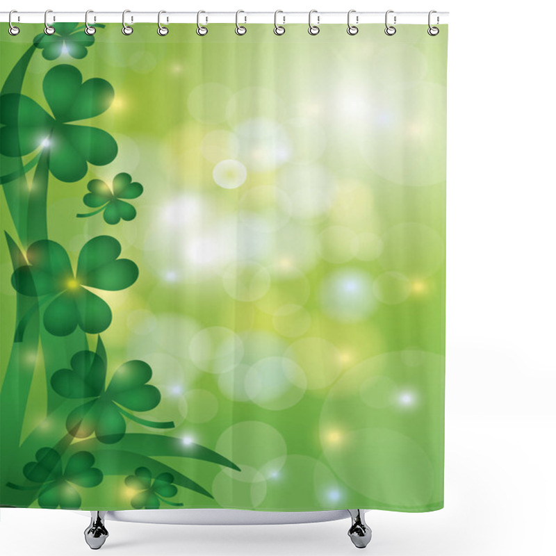 Personality  Shamrock Leaves With Bokeh Background Illustration Shower Curtains