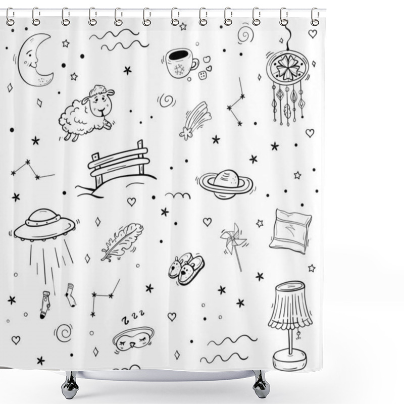 Personality  Space Dream Collection With Planets, Unidentified Flying Object, Sleep Accessories Animal Slippers, Pillow And Pajama. Time Of Sleep And Relax, Coloring Bundle Cozy Set Shower Curtains