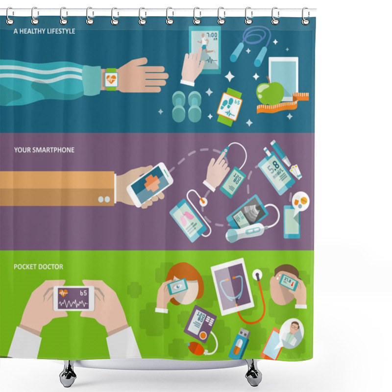 Personality  Digital Health Banner Shower Curtains