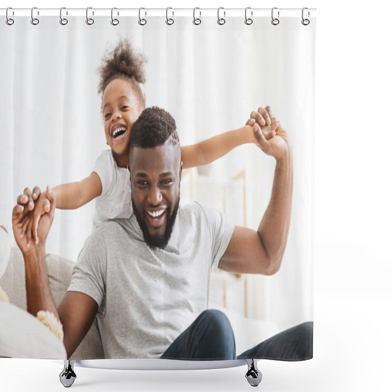 Personality  African American Man Playing With His Little Daughter Shower Curtains