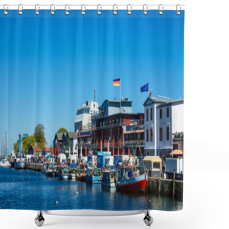 Personality  Fishing Boats In The Port Of Warnemuende, Germany Shower Curtains