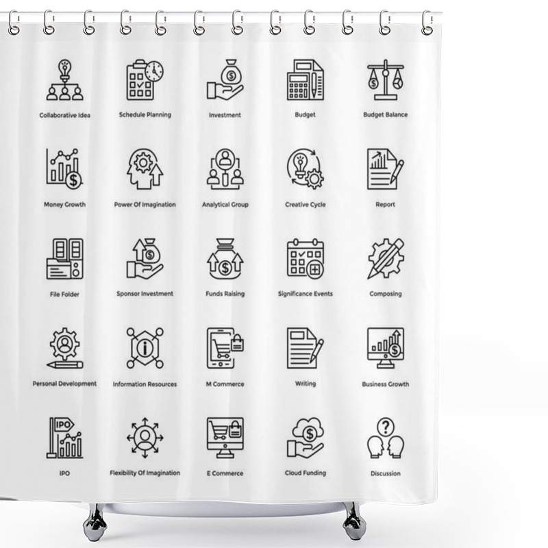 Personality  Project Management Vector Icons Set 10 Shower Curtains