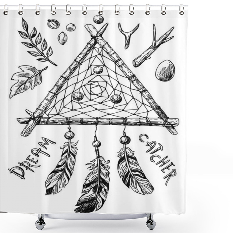 Personality  Dream Catcher Sketch Shower Curtains