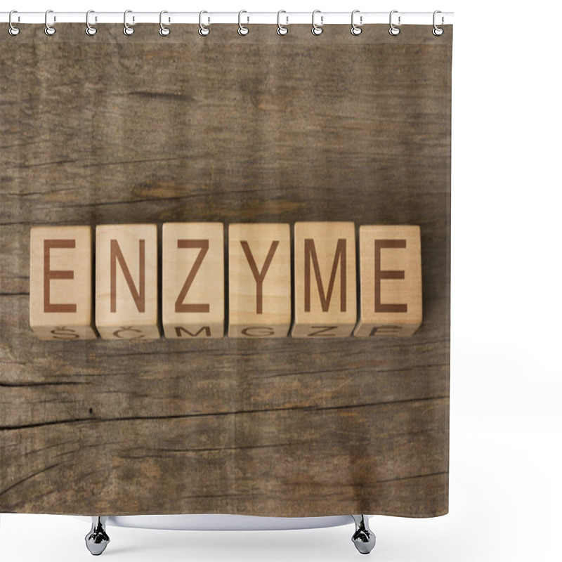 Personality  ENZYME Word On Wooden Cubes Shower Curtains