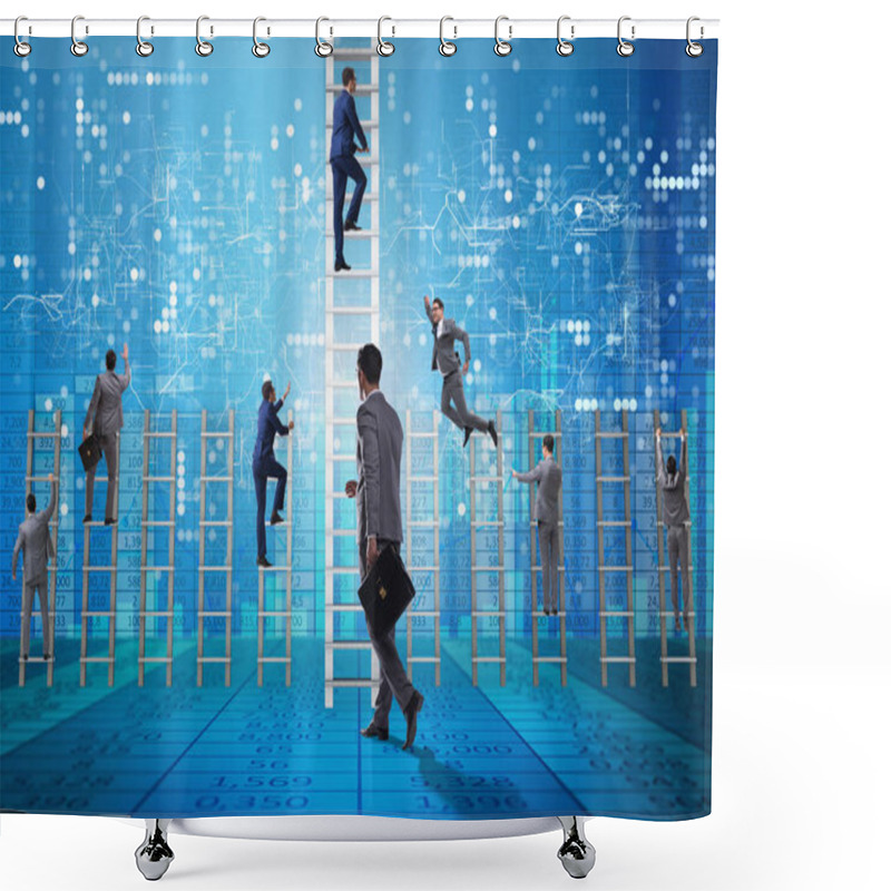 Personality  Competition Concept With Businessman Beating Competitors Shower Curtains