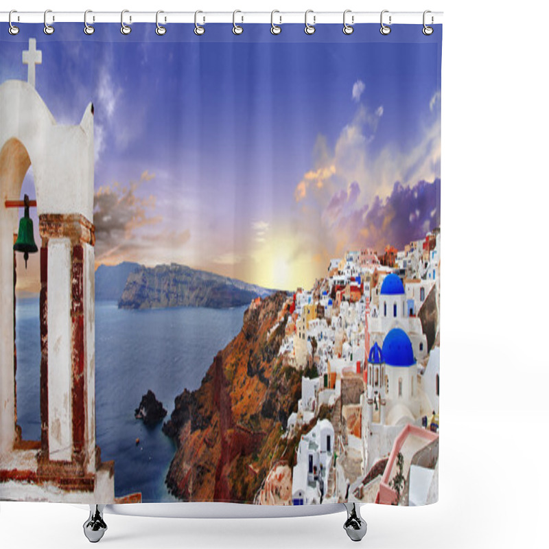 Personality  Sunset Over Santorini Shower Curtains