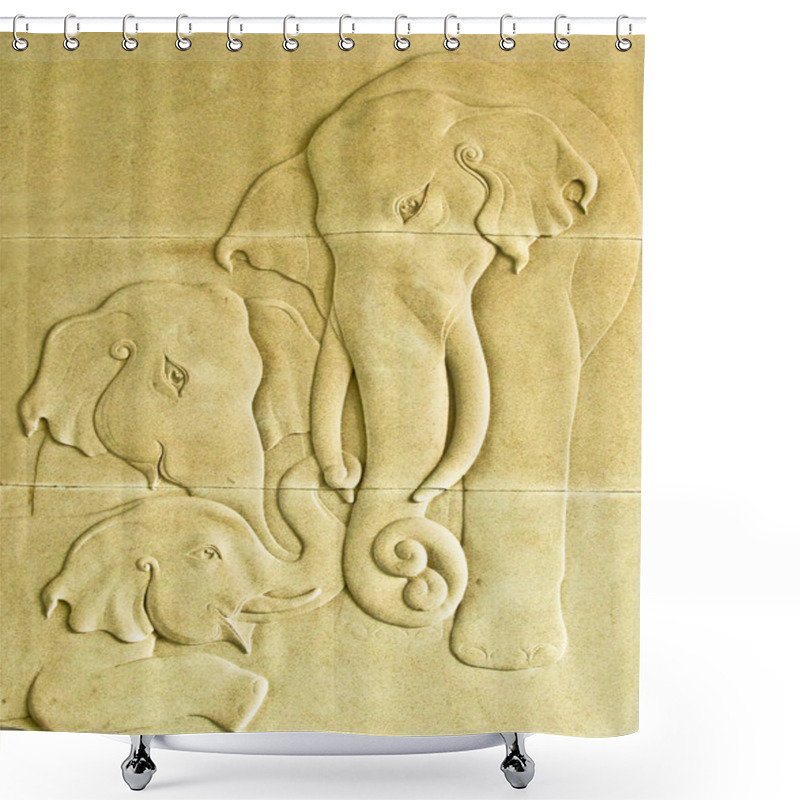 Personality  The Sculpture Sandstone Of Elephants Shower Curtains