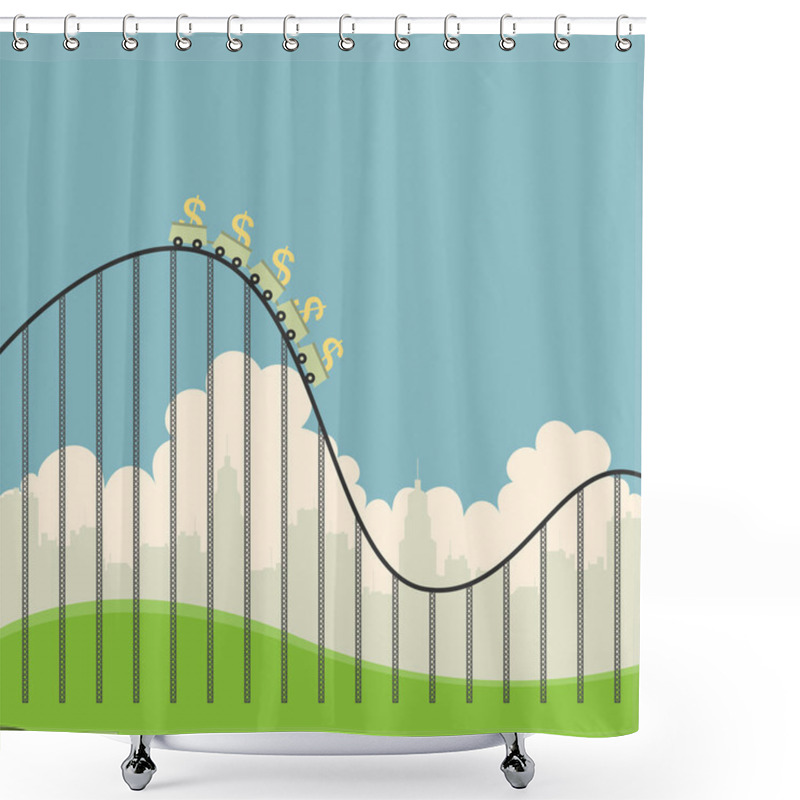 Personality  Dollars On Roller Coaster Shower Curtains