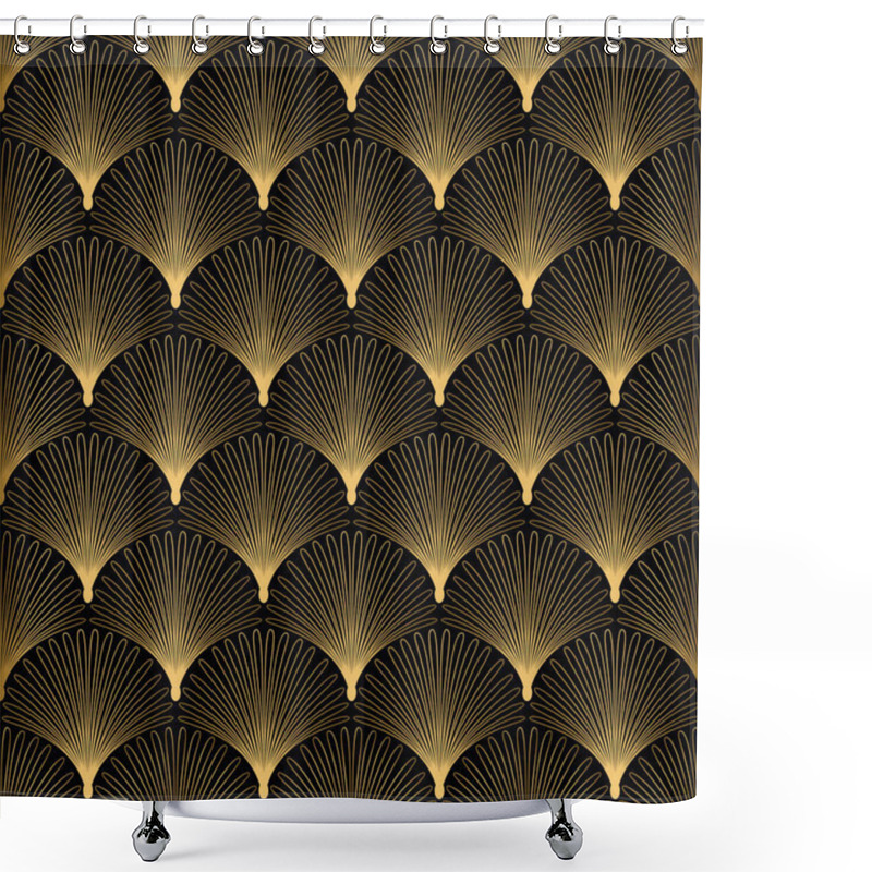 Personality  Art Deco Pattern. Seamless White And Gold Background Shower Curtains