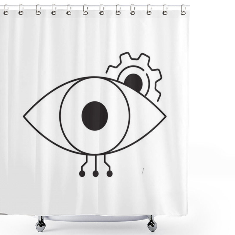 Personality  AI Computer Vision Detection Eye Vector Icon Design, Object Detection, Visual Systems, Neural Networks, Digital Eye Shower Curtains