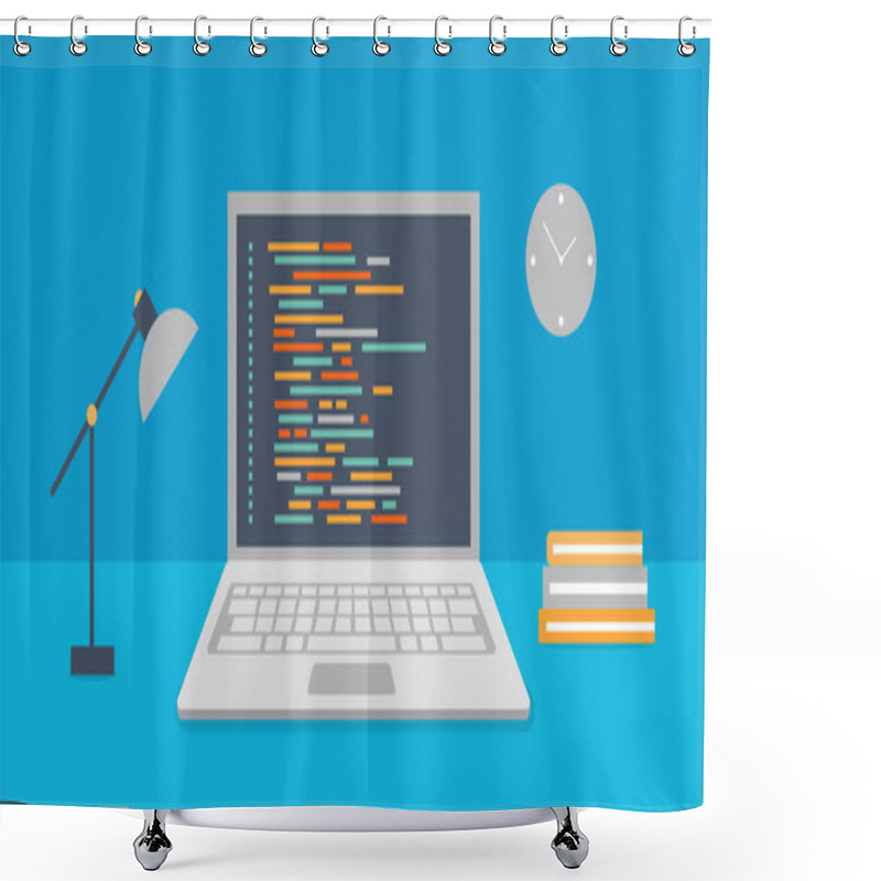 Personality  Programming And Coding Software On Computer Screen Concept Shower Curtains