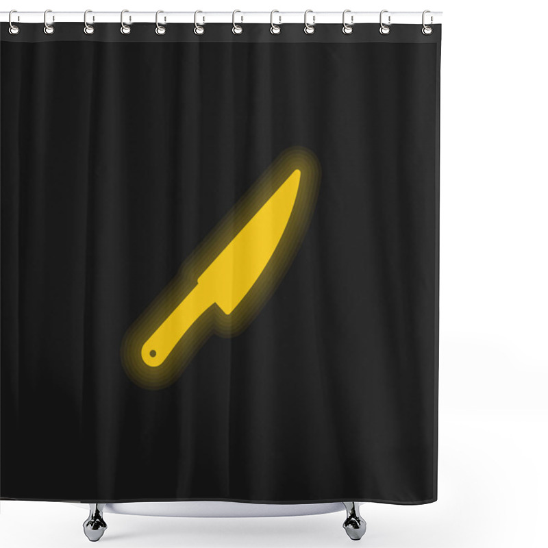 Personality  Big Knife Yellow Glowing Neon Icon Shower Curtains