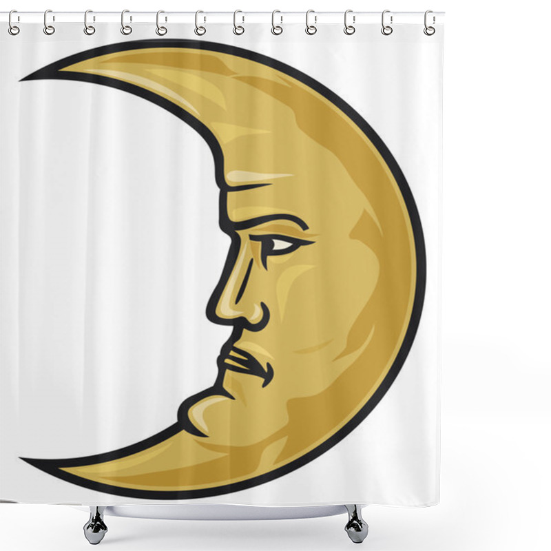 Personality  Crescent Moon Face Shower Curtains