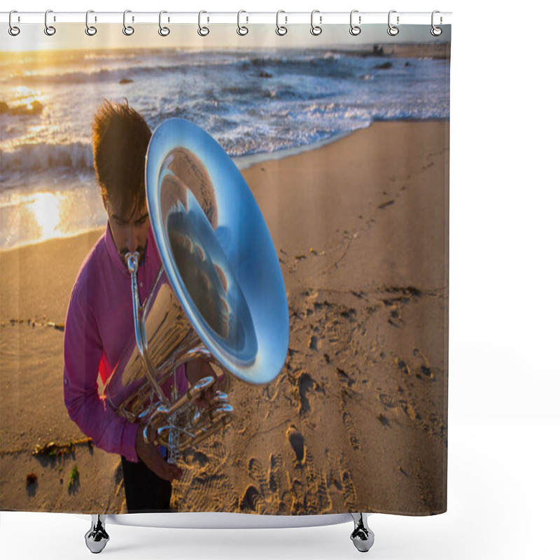 Personality  Musician Play Tuba  Shower Curtains