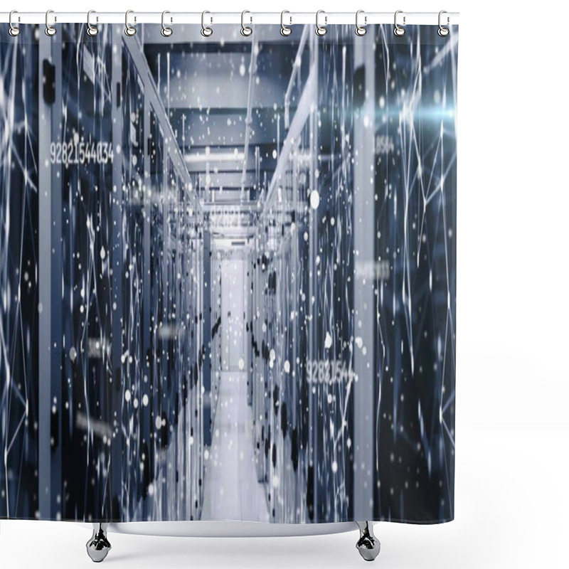 Personality  Image Of Data Processing Over Computer Servers. Global Connections, Computing And Data Processing Concept Digitally Generated Image. Shower Curtains