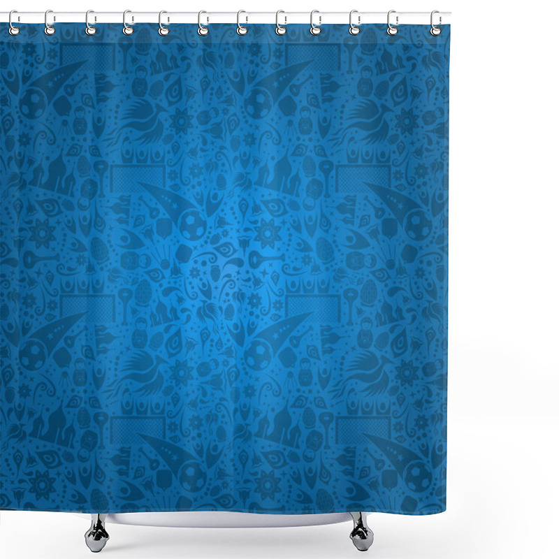 Personality  Blue Russia Background With Russian Icons Shower Curtains