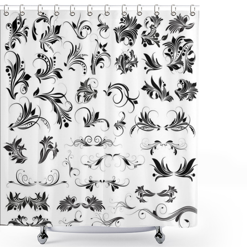 Personality  Funky Isolated Floral Elements Designs Shower Curtains