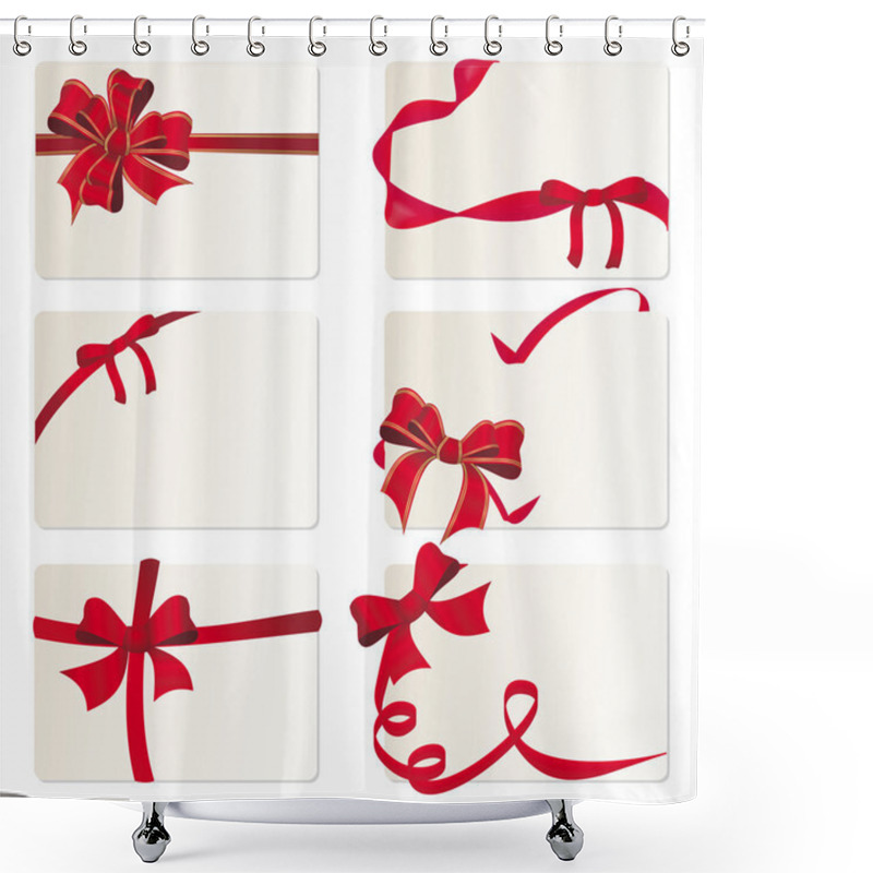 Personality  Set Of Red Ribbons Shower Curtains