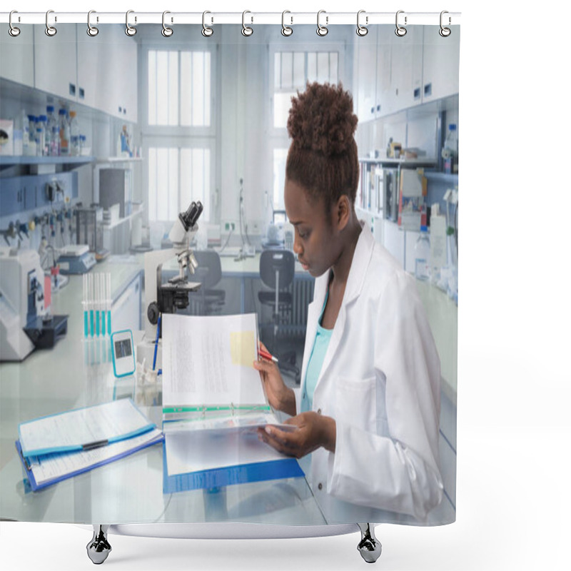 Personality  African Scientist, Medical Worker Or Tech In Modern Laboratory Shower Curtains