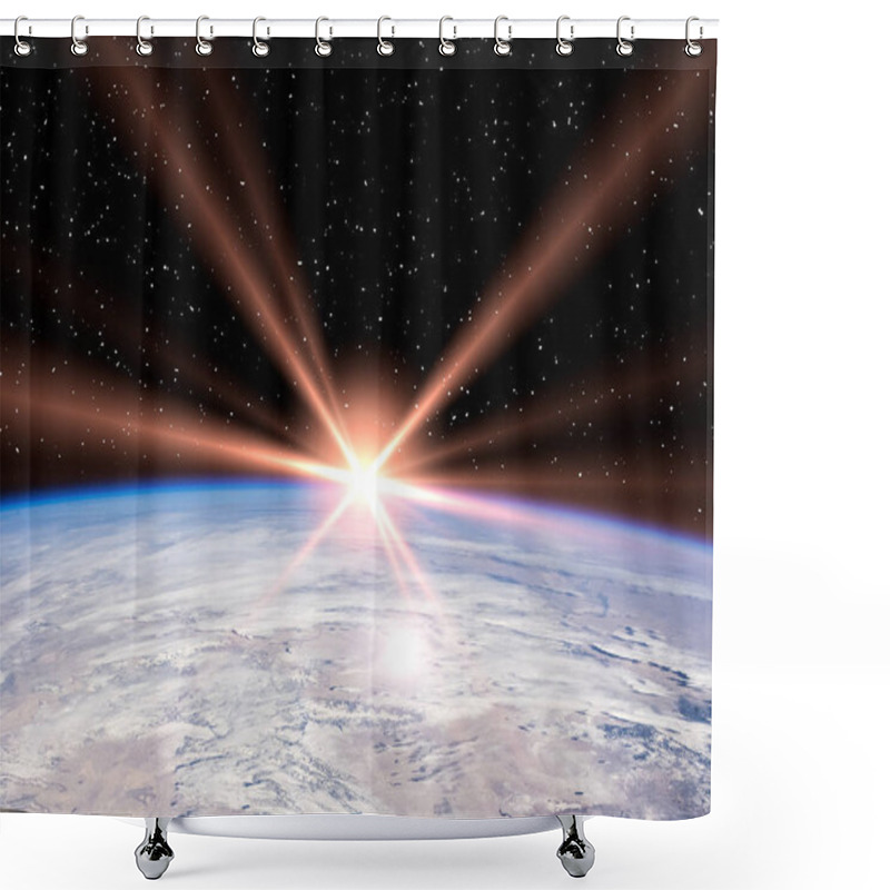 Personality  Sunrise Over The Earth. Space Scene. The Elements Of This Image  Shower Curtains