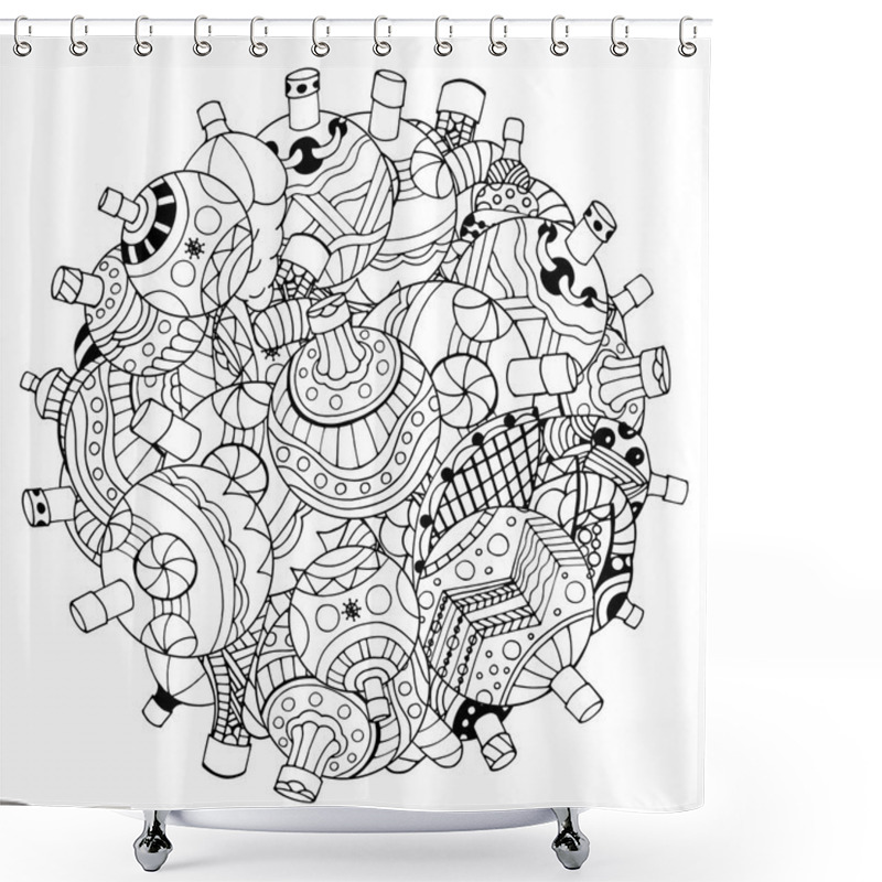 Personality  Christmas Hand-drawn Decorative Elements Shower Curtains