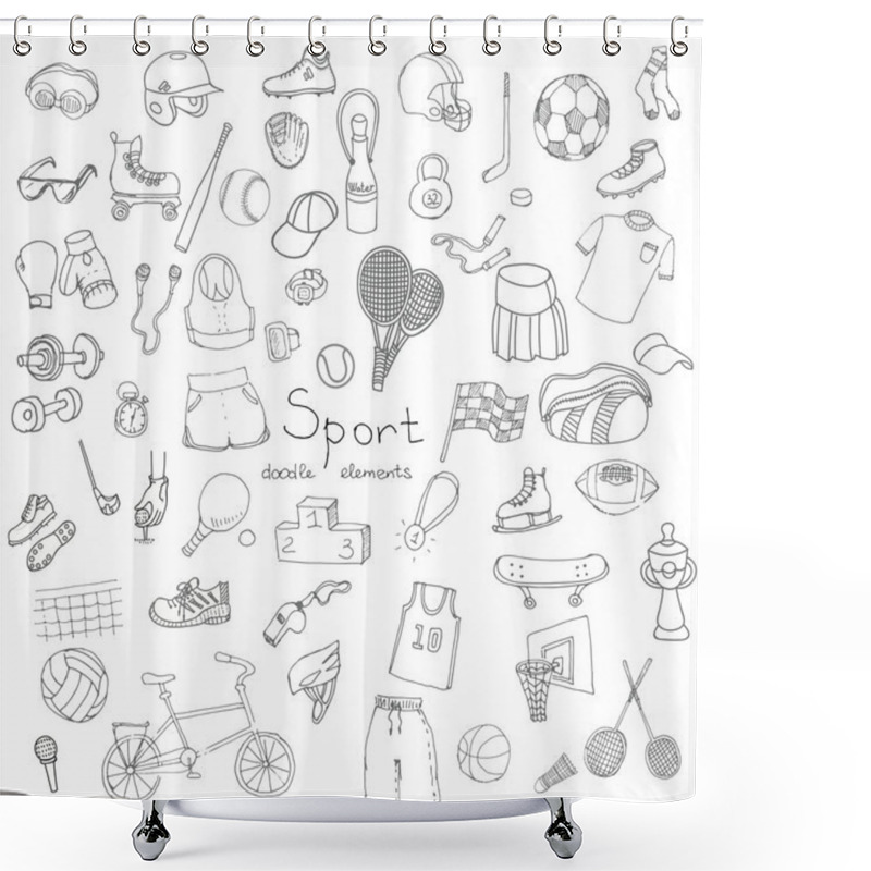 Personality  Hand Drawn Doodle Sport Set. Shower Curtains