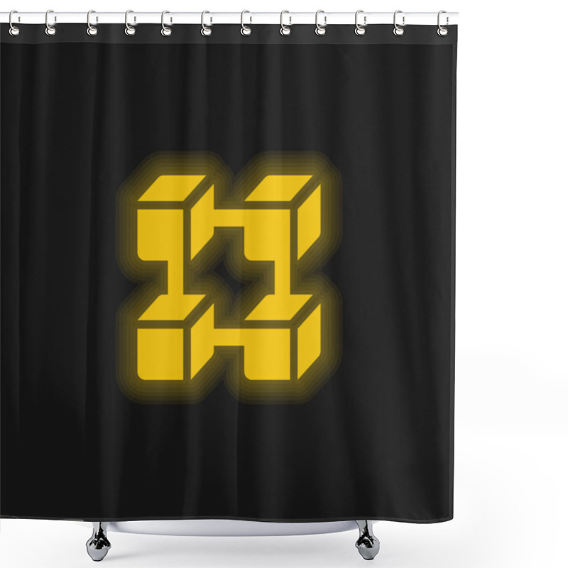 Personality  Blockchain Yellow Glowing Neon Icon Shower Curtains