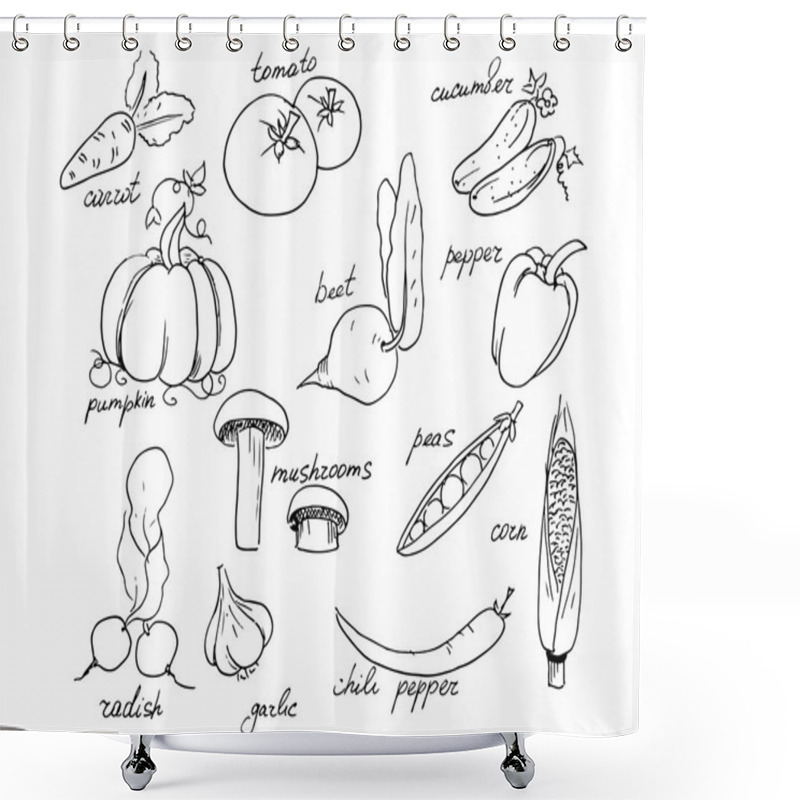 Personality  Set Of Vegetables Shower Curtains