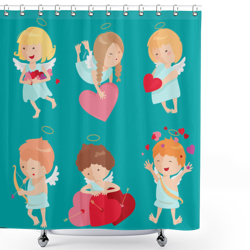 Personality  Cute Angel Isolated On White Background Shower Curtains