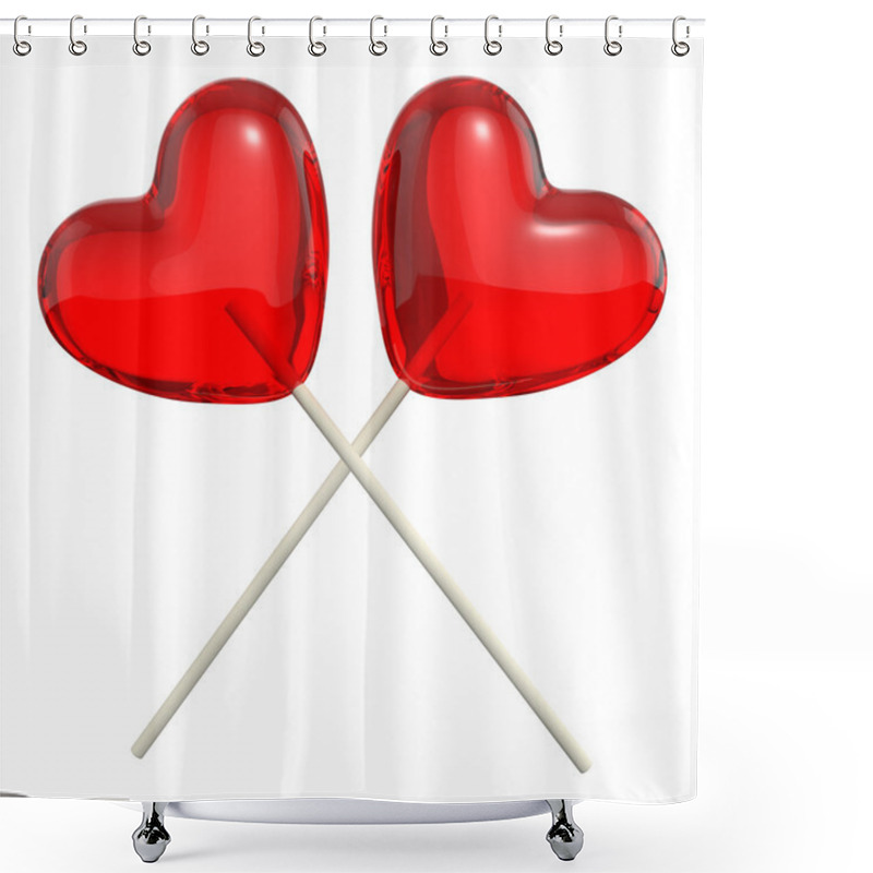 Personality  Two Crossed Heart Shaped Lollipops Shower Curtains