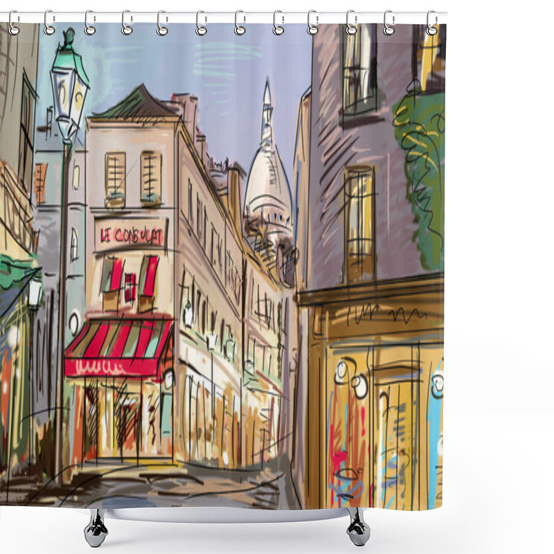 Personality  Street In Paris - Illustration Shower Curtains