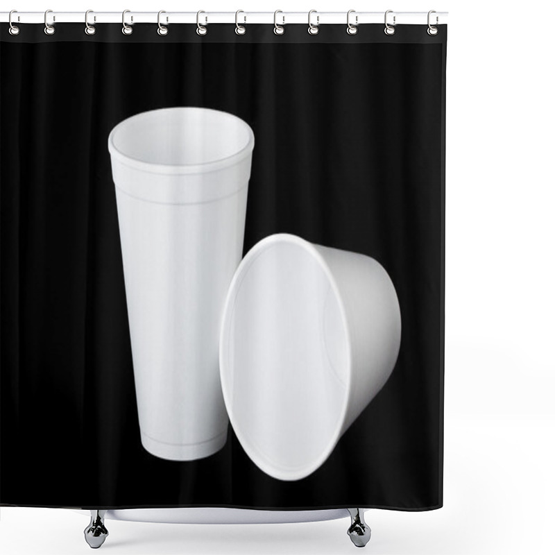 Personality  Two Styrofoam Cups On Black Shower Curtains