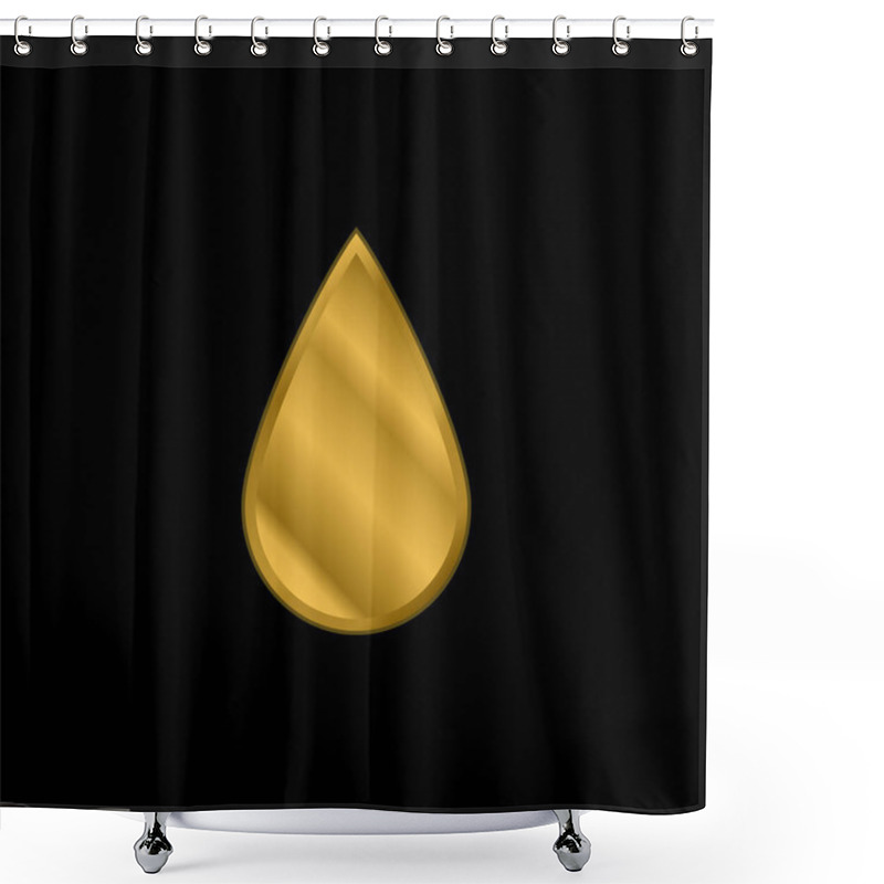 Personality  Black Ink Drop Shape Gold Plated Metalic Icon Or Logo Vector Shower Curtains