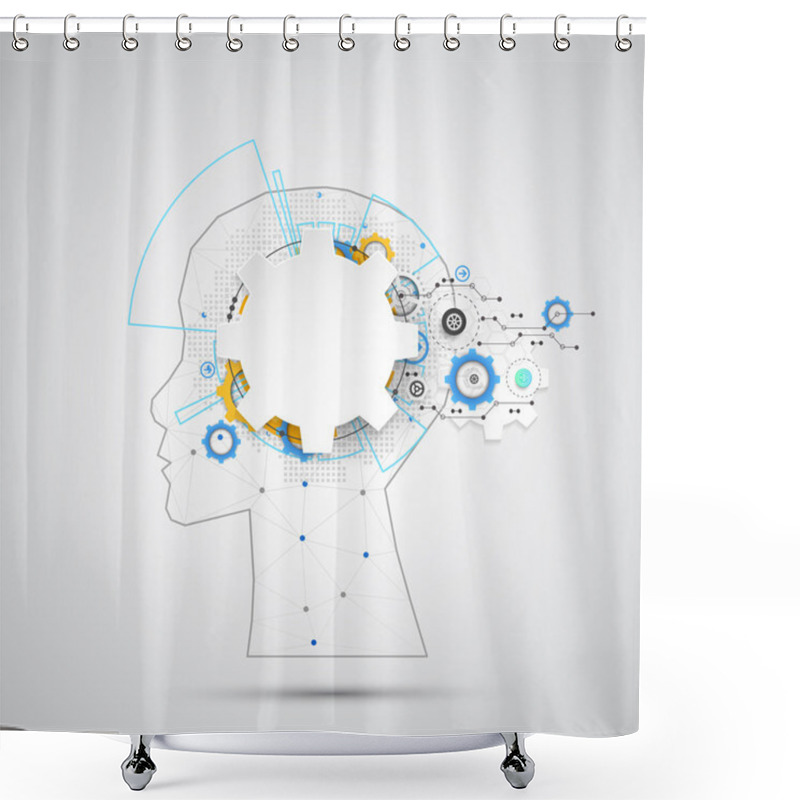 Personality  Creative Brain Concept With Human Silhouette Shower Curtains