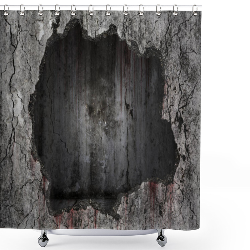 Personality  Bloody Background Scary On Damaged Grungy Crack And Broken Concr Shower Curtains