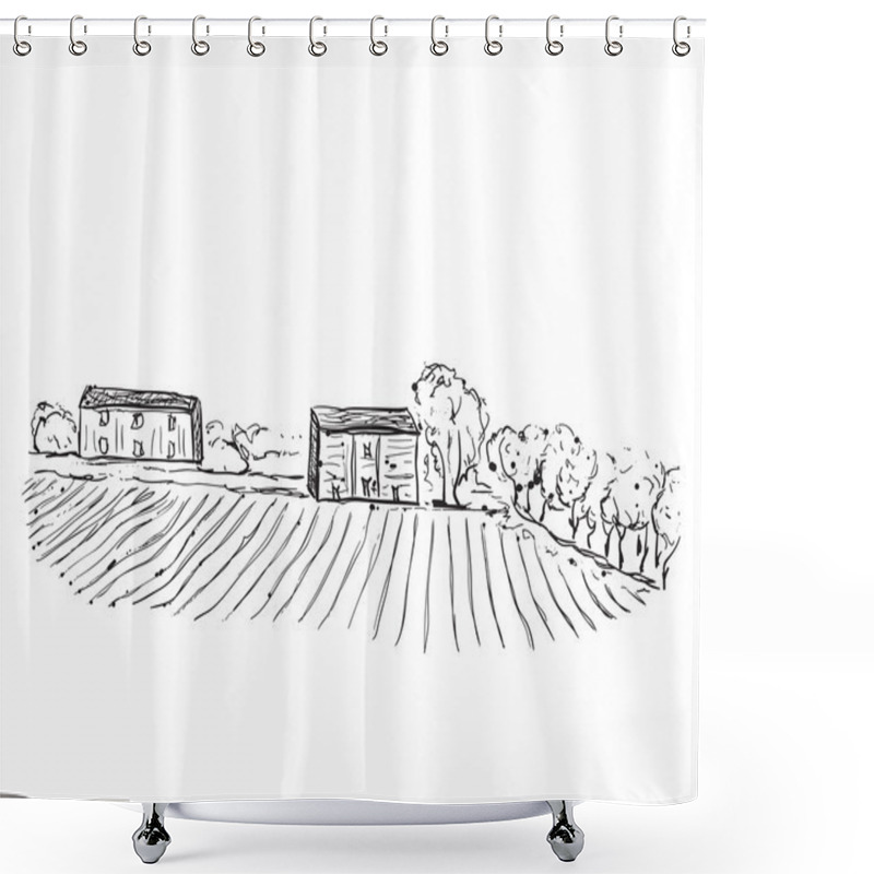 Personality  Landscape With Fields And Houses. Shower Curtains