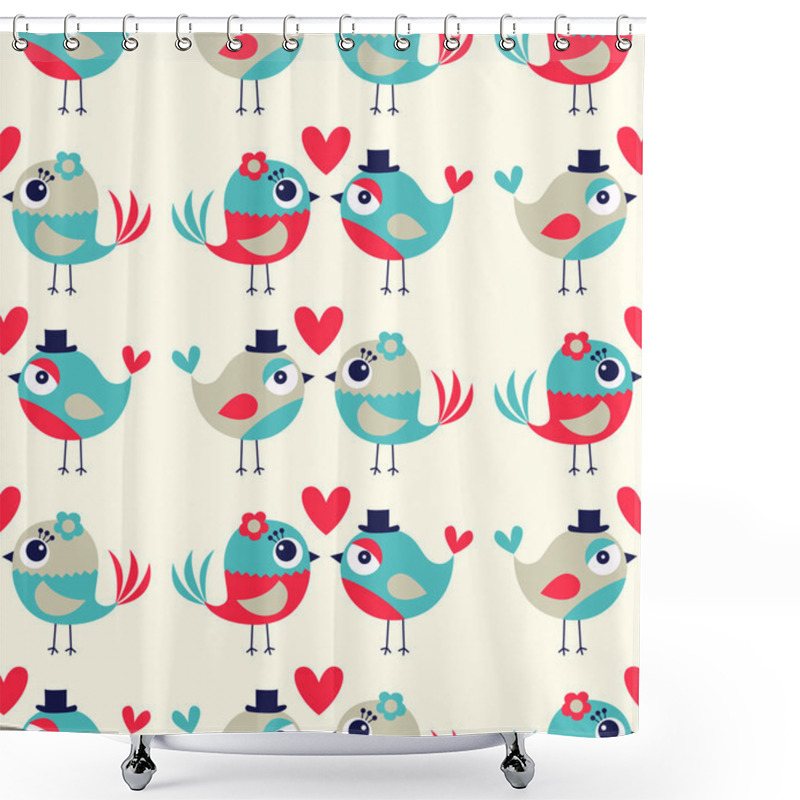 Personality  Seamless Birds Love  Cute Background Shower Curtains