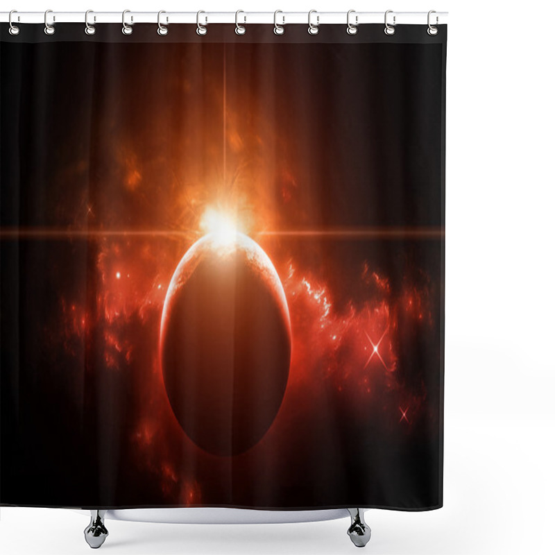 Personality  Planet With Rising Star Shower Curtains